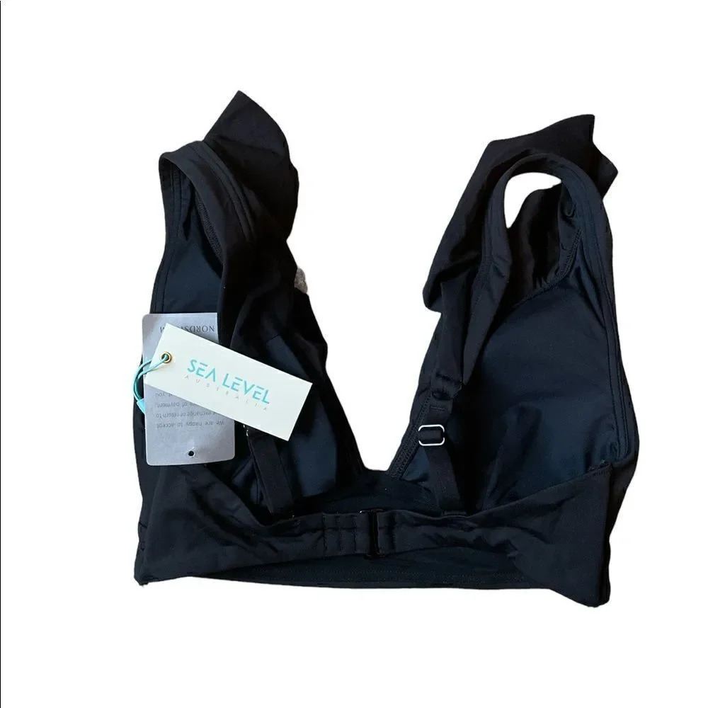SEA LEVEL Frill Bra Top Black Size 4